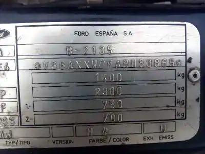 Veículo de Sucata ford fiesta berl./courier 1.4 cat (pt-e) do ano 1995 alimentado f4a