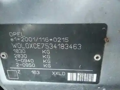 Scrapping Vehicle opel meriva essentia of the year 2003 powered z16se