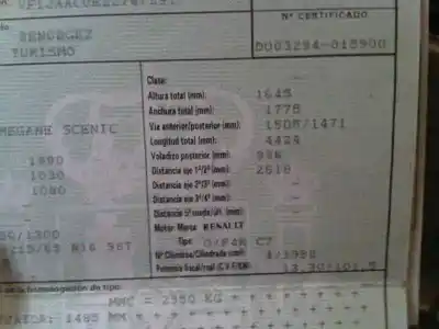 Scrapping Vehicle renault scenic rx4 (ja0) 2.0 16v of the year 2000 powered f4r
