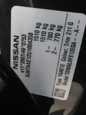 Veículo de Sucata nissan note 1.2 cat do ano 2013 alimentado hr12