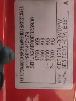 Veículo de Sucata toyota corolla (e12) 2.0 turbodiesel cat do ano 2003 alimentado 1cd-ftv