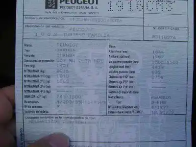 Scrapping Vehicle peugeot 307 break / sw (s1) 2.0 hdi fap cat of the year 2003 powered rhs(dw10ated4)