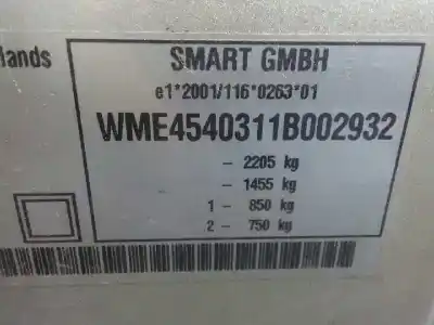 Утилизация автомобиля smart forfour básico (70kw) года 2004 питание m135930