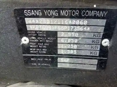 Утилизация автомобиля ssangyong rexton 2.7 turbodiesel cat года 2005 питание d27dt