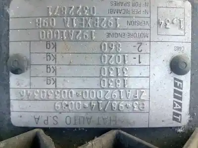 Veicolo di demolizione fiat stilo (192) 1.9 jtd cat dell'anno 2003 alimentato 192a1000