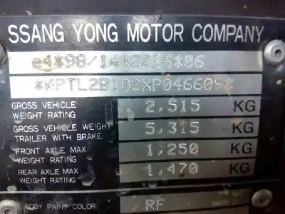 Здавання транспортного засобу ssangyong korando 2.9 d року 2000 потужний om662la