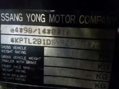 Утилизация автомобиля ssangyong korando 2.9 turbodiesel cat года 2000 питание 662la