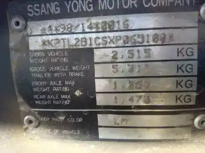 Утилизация автомобиля ssangyong korando 2.3 turbodiesel cat года 2000 питание om661la