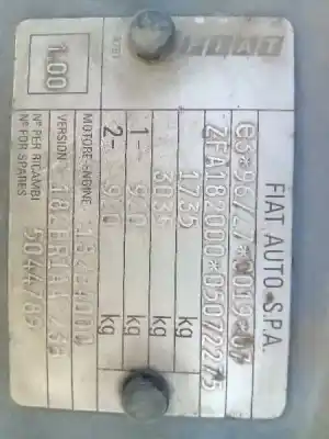 Scrapping Vehicle fiat brava (182) 1.9 jtd cat of the year 2000 powered 182b4000