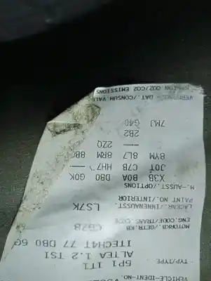 Véhicule à la ferraille seat altea (5p1) 1.2 i-tech de l'année 2015 alimenté cbzb