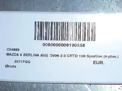Sloopvoertuig mazda 6 berlina (gg) 2.0 crtd 143 active van het jaar 2006 aangedreven rf