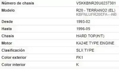 Veículo de Sucata nissan terrano ii (r20) 2.4 i 12v 4wd do ano 1994 alimentado ka24e