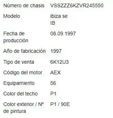 Veicolo di demolizione seat ibiza ii (6k1) 1.4 i dell'anno 1997 alimentato aex