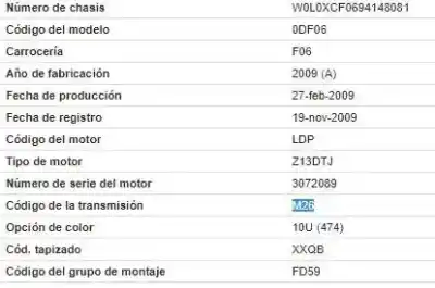 Veicolo di demolizione opel combo 1.3 cdti 16v dell'anno 2009 alimentato z 13 dtj