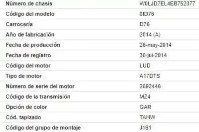Scrapping Vehicle opel mokka 1.7 business of the year 2014 powered a 17 dts