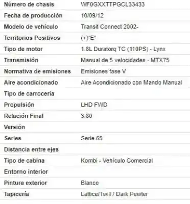 Scrapping Vehicle ford tourneo connect (tc7) 1.8 tdci cat of the year 2012 powered rwpd