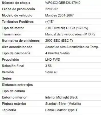 Утилизация автомобиля ford mondeo iii sedán (b4y) 2.0 tdci года 2003 питание fmba Утилизация автомобиля ford mondeo iii sedán (b4y) 2.0 tdci года 2003 питание fmba