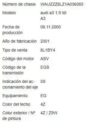 Здавання транспортного засобу audi a3 (8l) 1.9 tdi року 2000 потужний asv