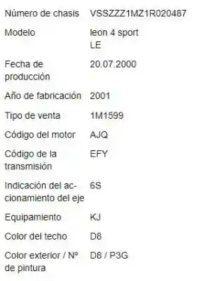 Veículo de Sucata seat leon (1m1) 1.8 20v t 4 do ano 2000 alimentado ajq