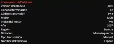 Утилизация автомобиля renault espace iv (jk0/1_) 2.0 dci (jk01. jk02. jk1j. jk1k. jk1h) года 2007 питание m9r 740