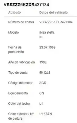 Утилизация автомобиля seat ibiza ii (6k1) 1.9 tdi года 1999 питание agr