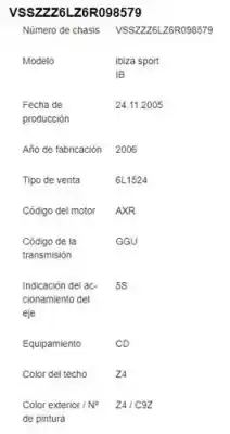 Утилизация автомобиля seat ibiza (6l1) 1.9 tdi года 2005 питание axr