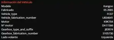 Veicolo di demolizione renault kangoo (f/kc0) 1.5 dci diesel 65 cv / 48 kw dell'anno 2005 alimentato k9k 704