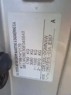 Scrapping Vehicle toyota corolla (_e12_) 2.0 d-4d (cde120r_ cde120l_) of the year 2004 powered 1cdftv