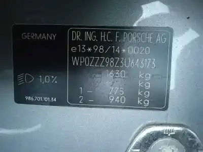 Verschrottungsfahrzeug porsche                                            boxster (typ 986)                                                                                                                                                                                                                                          s                                                                                                                                                                                                                                                          des jahres 2003 angetrieben m9624