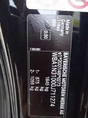 Утилизация автомобиля bmw serie 1 lim. (f21) 116d efficientdynamics edition года 2014 питание n47d16a