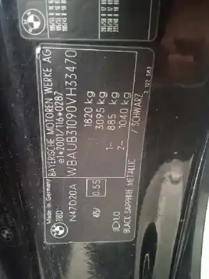 Scrapping Vehicle bmw serie 1 berlina (e81/e87) 118d of the year 2007 powered n47d20a