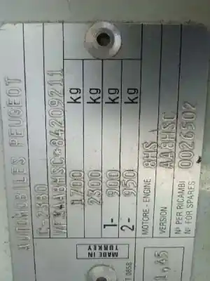 Sloopvoertuig peugeot bipper 1.4 hdi van het jaar 2009 aangedreven 8hs