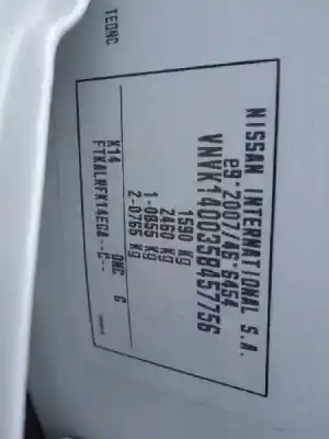 Veículo de Sucata nissan micra v (k14) 1.5 dci do ano 2017 alimentado k9k628