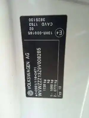 Veículo de Sucata volkswagen scirocco iii (137, 138) 1.4 tsi do ano 2008 alimentado cav