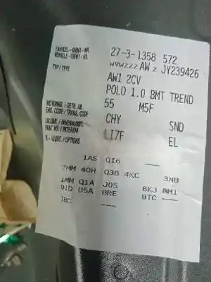 Veículo de Sucata volkswagen polo advance do ano 2018 alimentado chyb