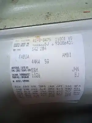 Утилизация автомобиля skoda fabia (5j2 ) 1.2 года 2009 питание bbm