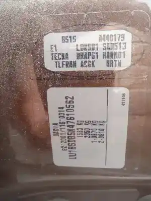 Scrapping Vehicle dacia sandero 1.6 of the year 2012 powered k4m696