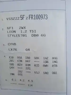 Утилизация автомобиля seat leon (5f1) 1.2 tsi года 2015 питание cyvb