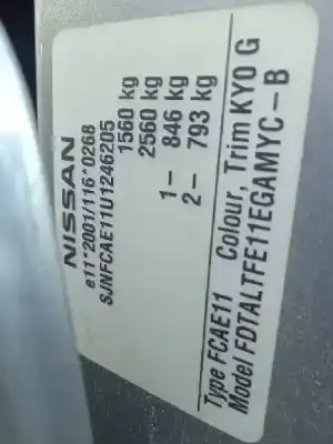 Verschrottungsfahrzeug nissan note (e11e) tekna des jahres 2008 angetrieben hr16