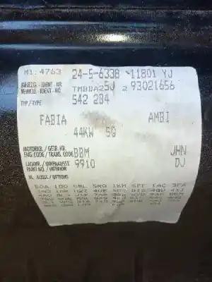 Утилизация автомобиля skoda fabia (5j2 ) 1.2 года 2008 питание bbm