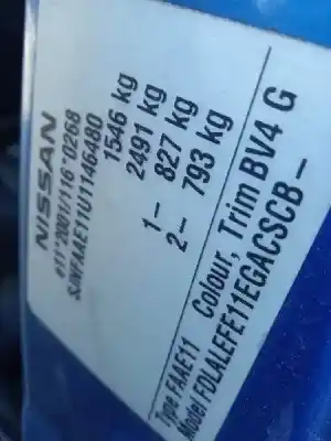 Veículo de Sucata nissan note (e11e) acenta do ano 2007 alimentado cr14