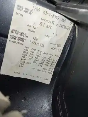 Scrapping Vehicle audi a3 (8l) 1.9 tdi of the year 2001 powered asv