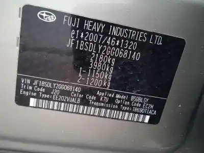 Утилизация автомобиля subaru outback (b15) 2.0 diesel cat года 2016 питание ee20