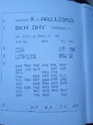 Veículo de Sucata audi a4 allroad quattro (8k) 3.0 tdi do ano 2010 alimentado ccwa