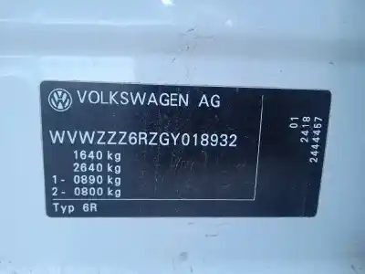Veículo de Sucata volkswagen polo (6c1) 1.6 highl do ano 2016 alimentado cwvb