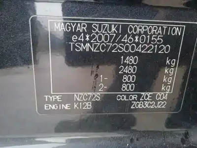 Scrapping Vehicle suzuki swift azg (nz) glx of the year 2014 powered k12b