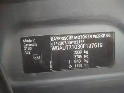 Scrapping Vehicle bmw serie 3 touring (e91) 318d of the year 2011 powered n47d20c