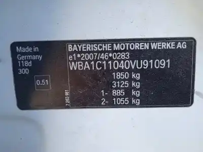 Утилизация автомобиля bmw serie 1 lim. (f20) 118d года 2013 питание n47d20c