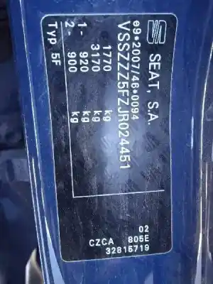 Veículo de Sucata seat leon (5f1) 1.4 16v tsi do ano 2017 alimentado czca