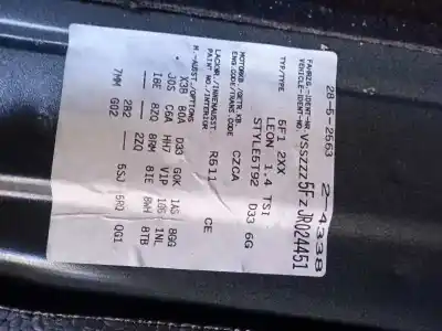 Veículo de Sucata seat leon (5f1) 1.4 16v tsi do ano 2017 alimentado czca